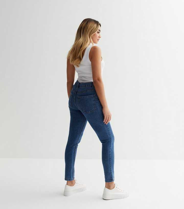 Petite Blue Mid Rise Amie Skinny Jeans - PRINDA - Jeans -