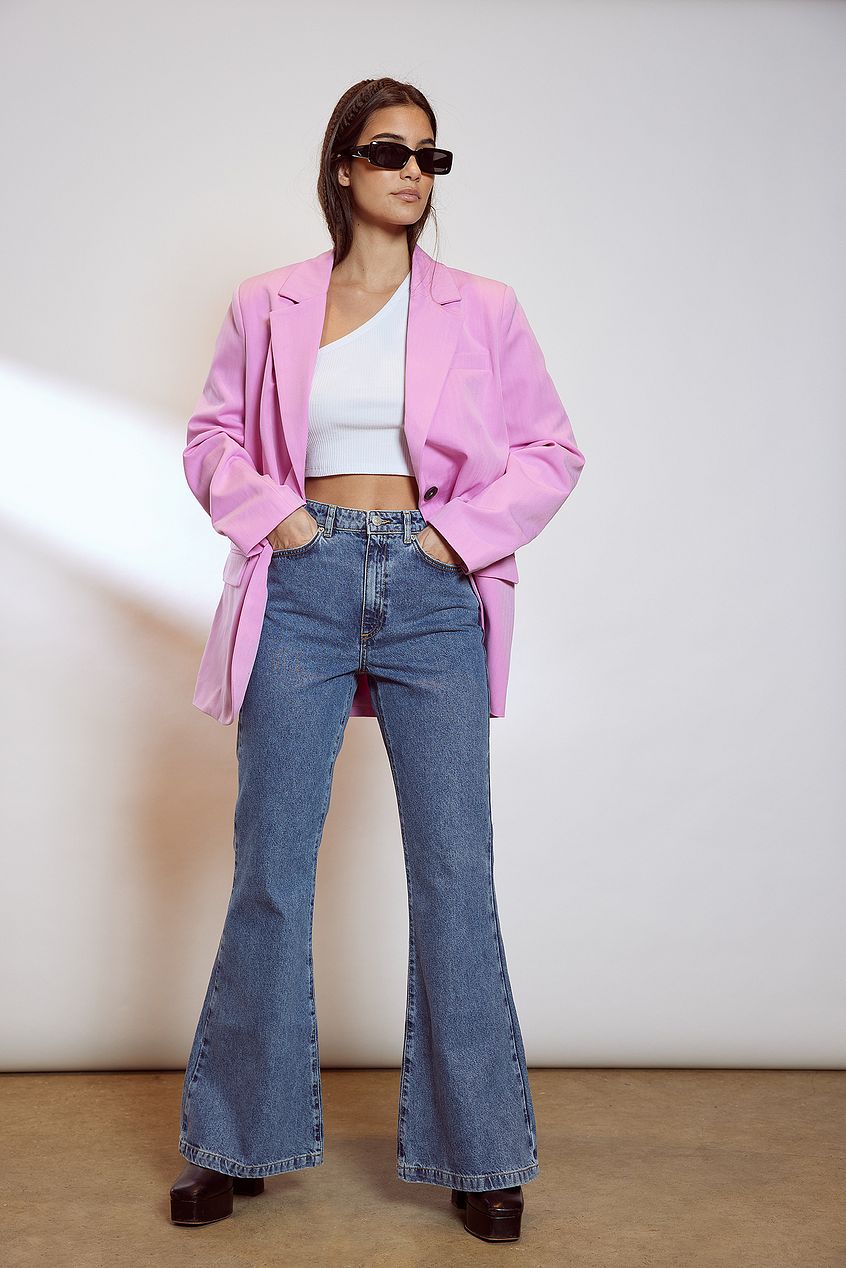 Recycled Wide Leg Flared Denim For Womens - PRINDA - Jeans -
