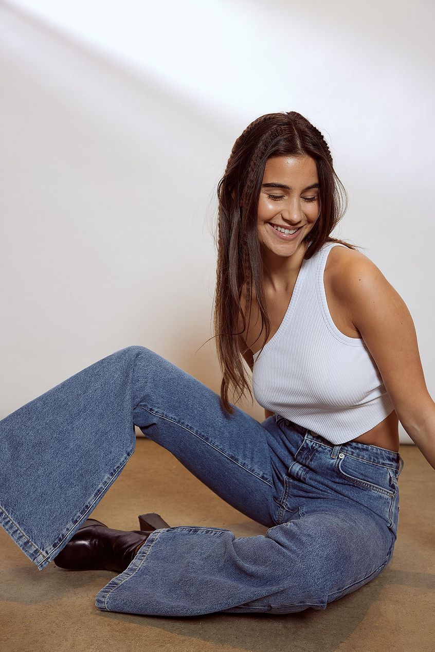 Recycled Wide Leg Flared Denim For Womens - PRINDA - Jeans -
