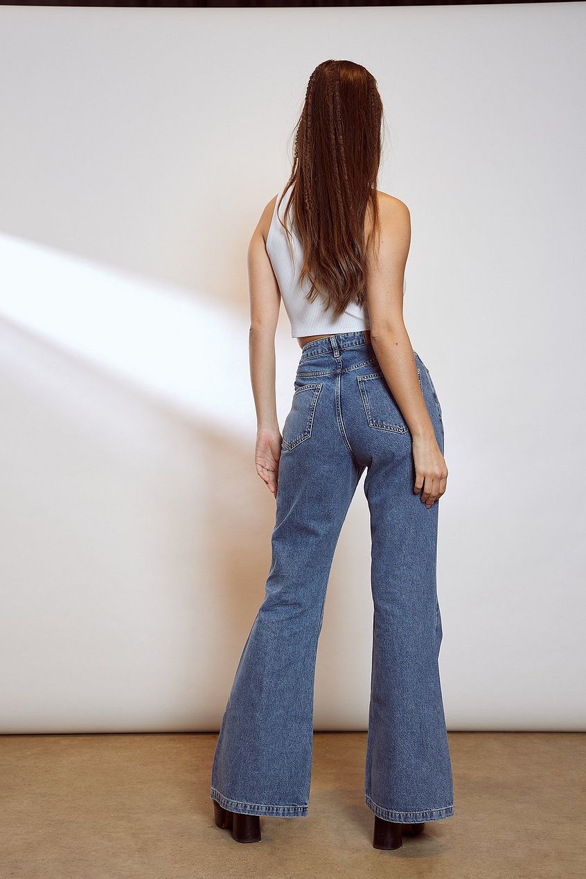 Recycled Wide Leg Flared Denim For Womens - PRINDA - Jeans -