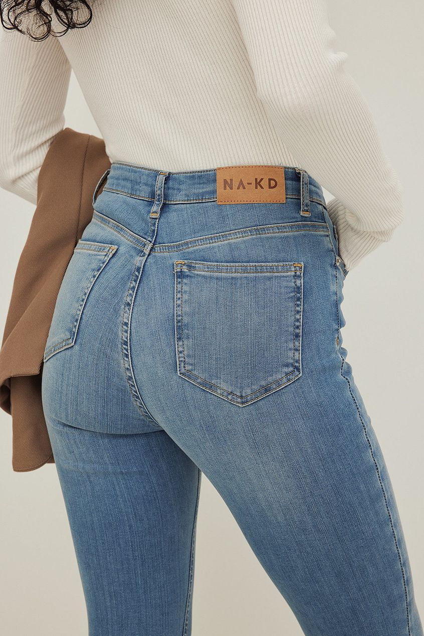 Skinny High Waist Open Hem Jeans For Womens - PRINDA - Jeans -