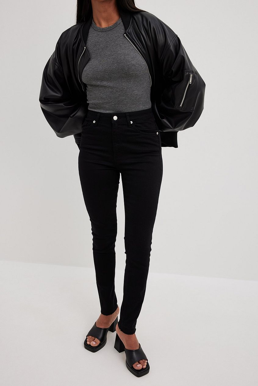 Skinny High Waist Open Hem Jeans For Womens - PRINDA - Jeans -