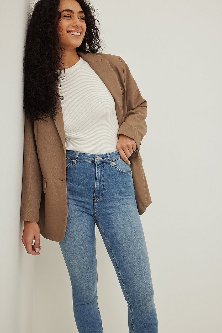 Skinny High Waist Open Hem Jeans For Womens - PRINDA - Jeans -