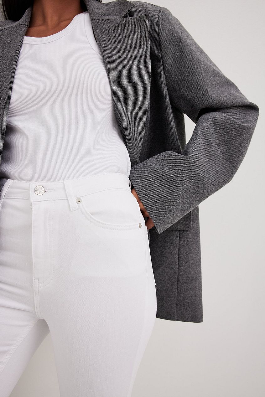 Skinny High Waist Raw Hem Jeans For Womens - PRINDA - Jeans -