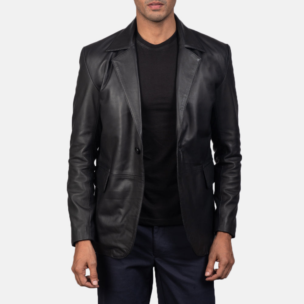 PRINDA Black Leather Blazer