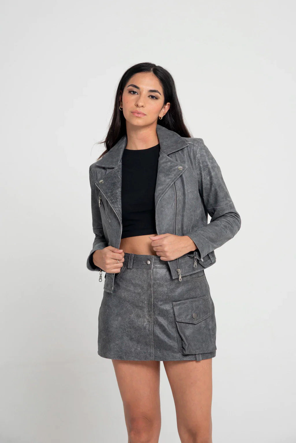 PRINDA Midnight Gray Rider Biker Jacket