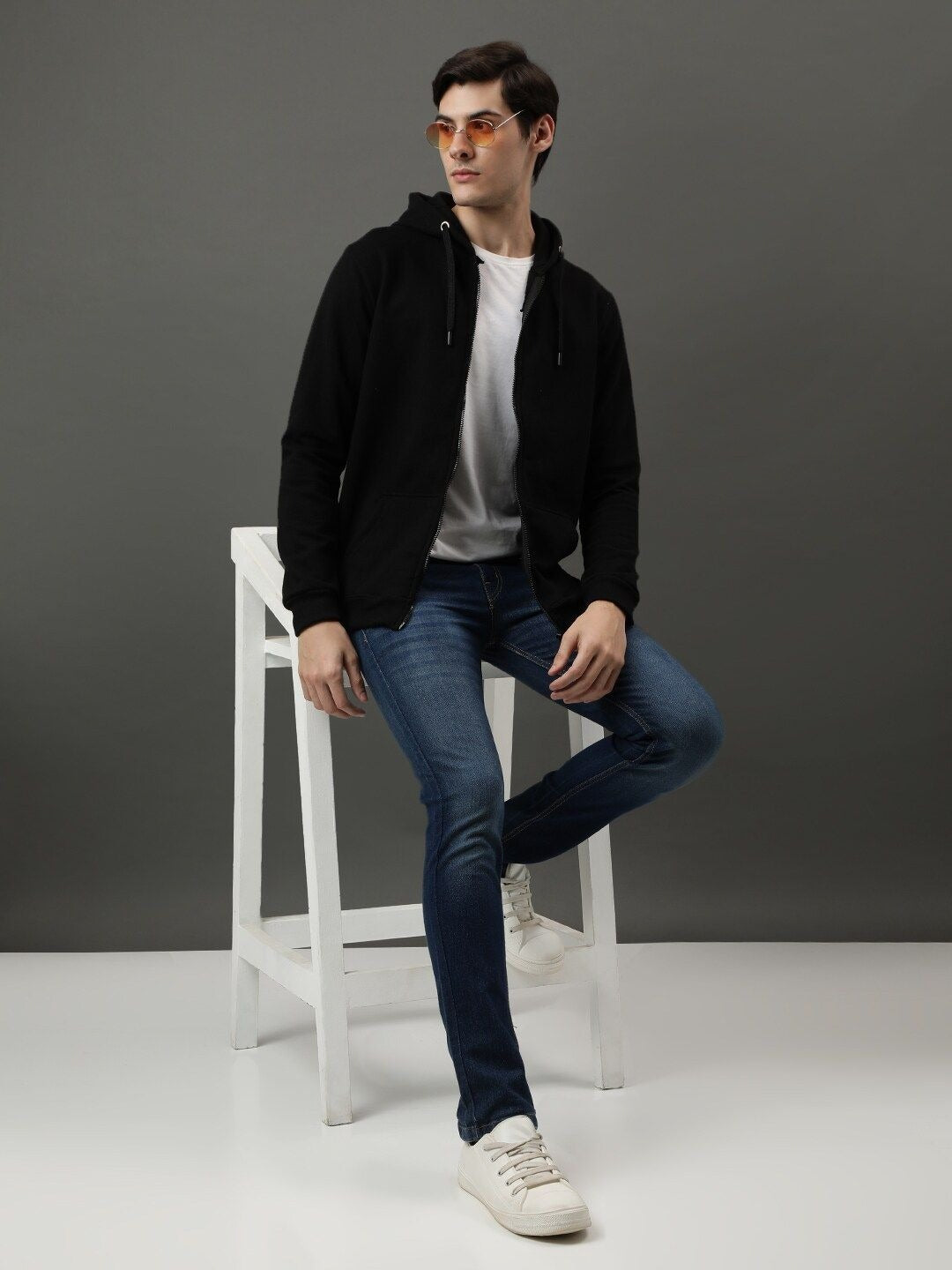 Men Long Sleeves Cotton Hood Front-Open Sweatshirt – Casual Zipper Hoodie for Pakistan | PRINDA