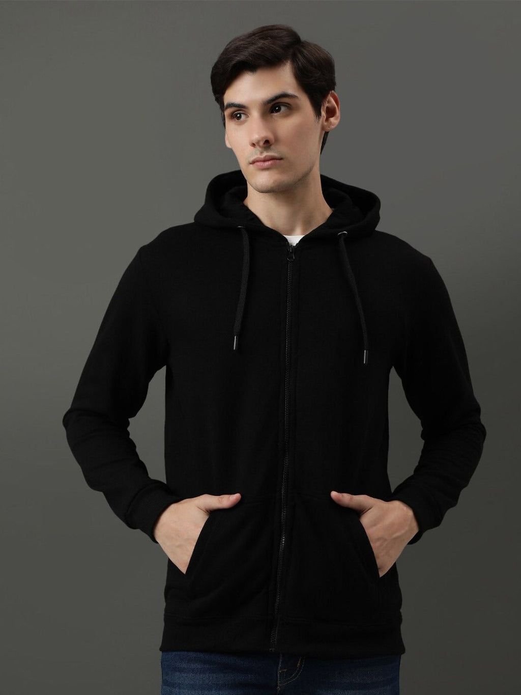 Men Long Sleeves Cotton Hood Front-Open Sweatshirt – Casual Zipper Hoodie for Pakistan | PRINDA