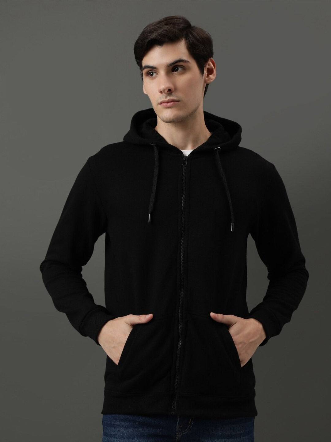 Men Long Sleeves Cotton Hood Front-Open Sweatshirt – Casual Zipper Hoodie for Pakistan | PRINDA