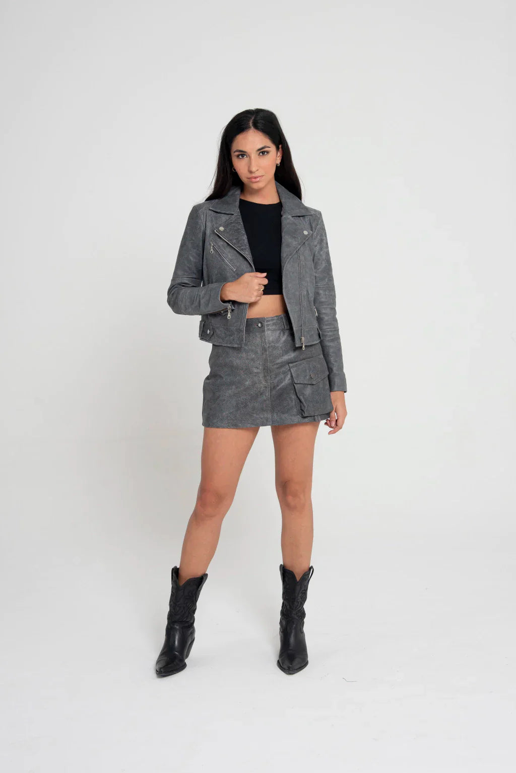 PRINDA Midnight Gray Rider Biker Jacket