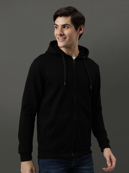 Men Long Sleeves Cotton Hood Front-Open Sweatshirt – Casual Zipper Hoodie for Pakistan | PRINDA