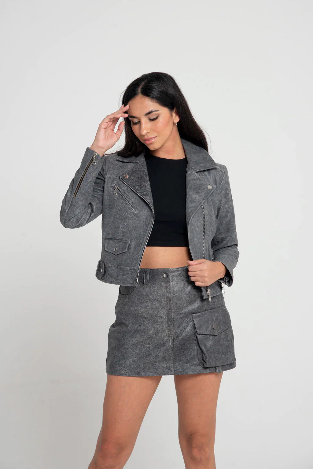 PRINDA Midnight Gray Rider Biker Jacket