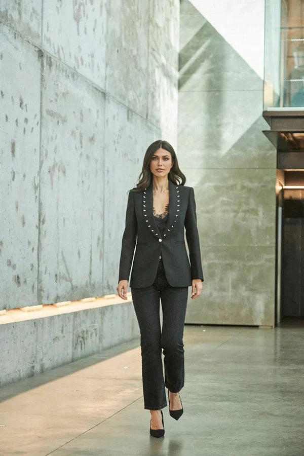 PRINDA Black Women Blazer with Studs