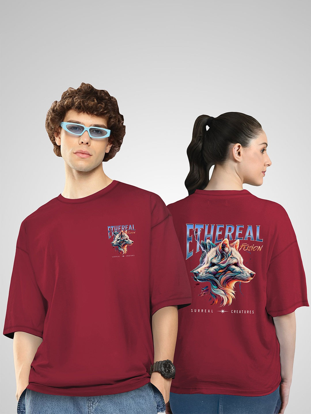 Unisex Twistform Twinny Zone Pack of 2 EWolf Printed Cotton Oversized T-Shirts – Premium Streetwear in Pakistan | PRINDA