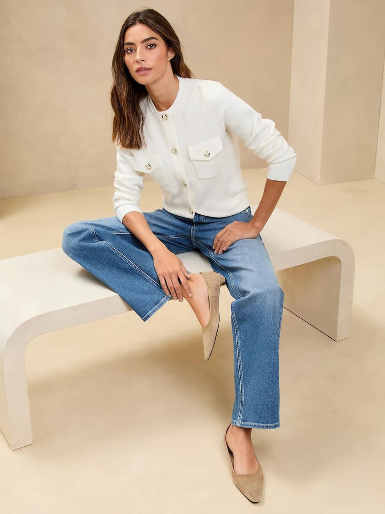Women Lipsy Mid Wash Blue Mid Rise Wide Leg Jeans – Trendy Hourglass Fit Denim for Pakistan | PRINDA