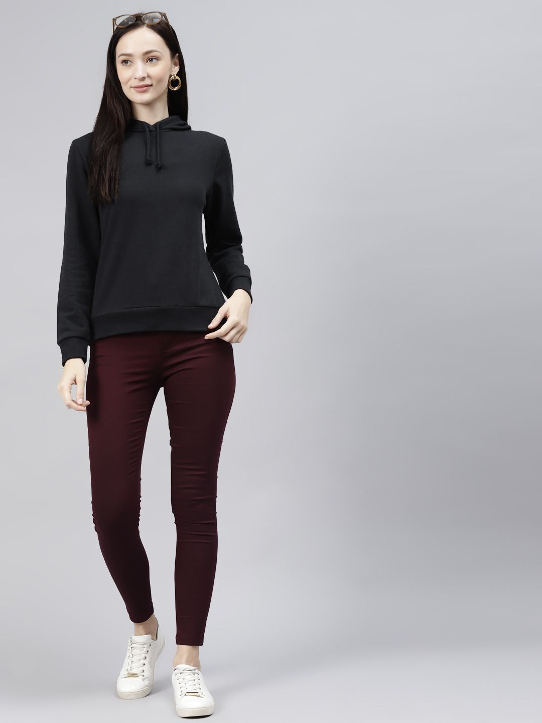 Women Black Hooded Sweatshirt — Classic Black Hoodie for Women | PRINDA Pakistan