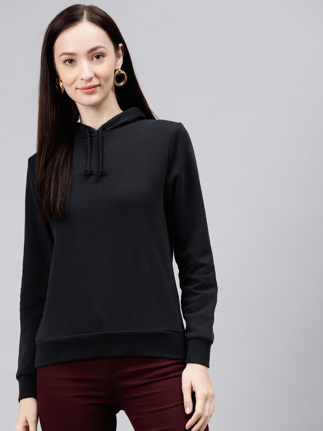 Women Black Hooded Sweatshirt — Classic Black Hoodie for Women | PRINDA Pakistan