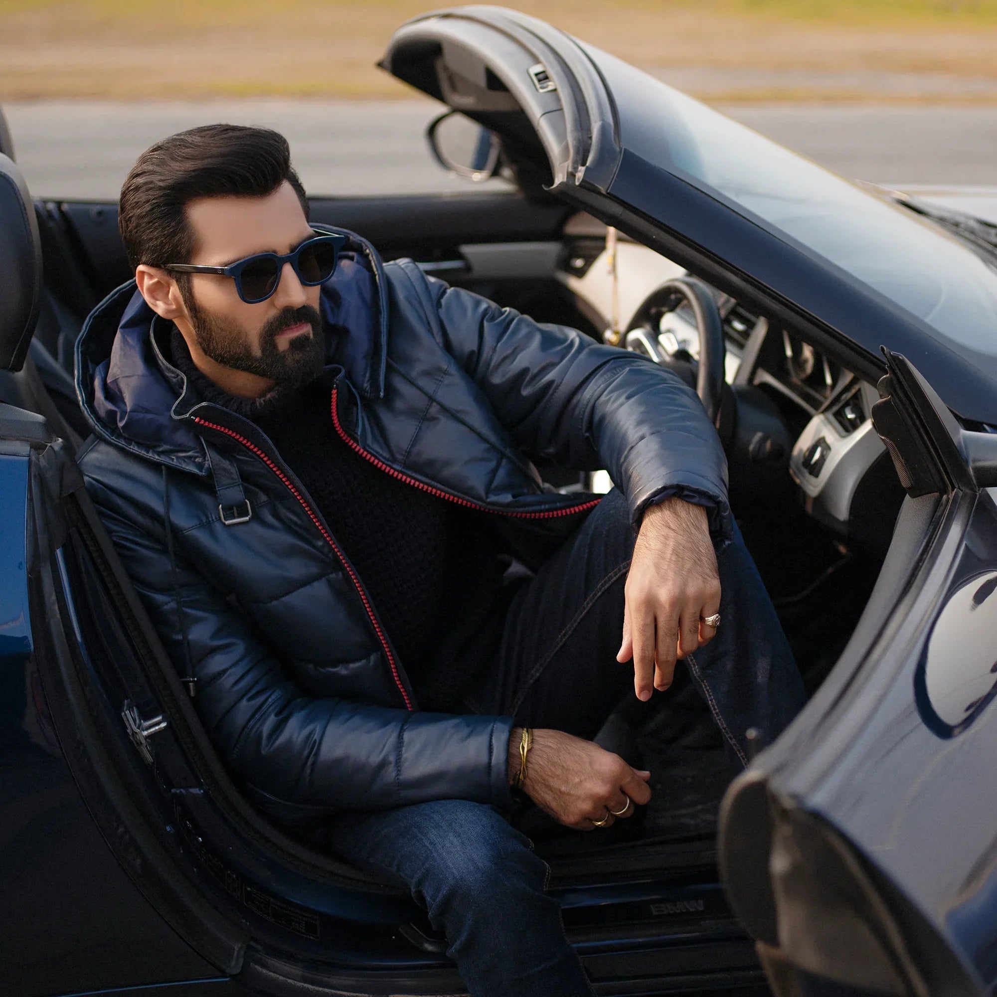 PRINDA Quilted Genuine Leather Jacket - Detachable Hood Edition