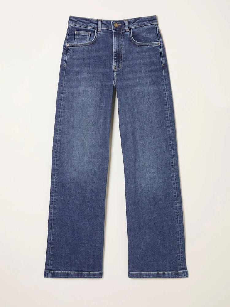 Women Fat Face Welling Blue Wide Leg Jeans – Trendy High Waist Denim for Pakistan | PRINDA