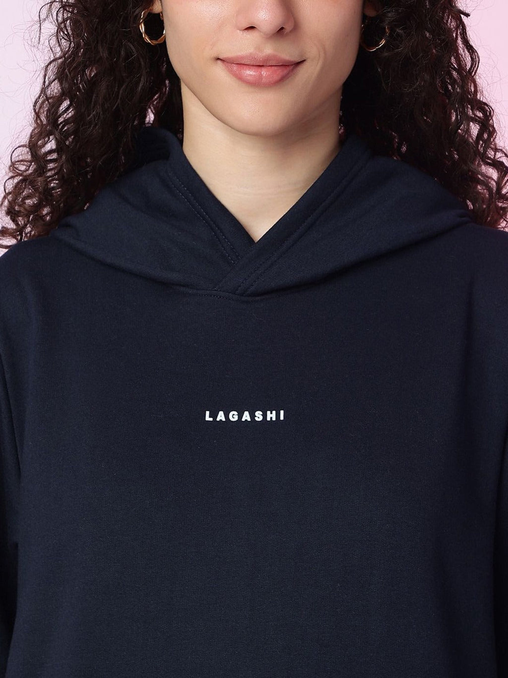 Women Solid Hooded Pullover Ribbed Navy Blue Hoodie – Stylish Winter Wear in Pakistan | PRINDA