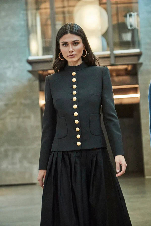 PRINDA Women Black Blazer with Pockets