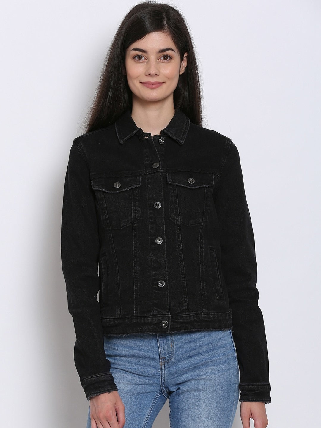 Long Sleeves Washed Denim Jacket – Classic Washed Finish for Pakistan | PARINDA