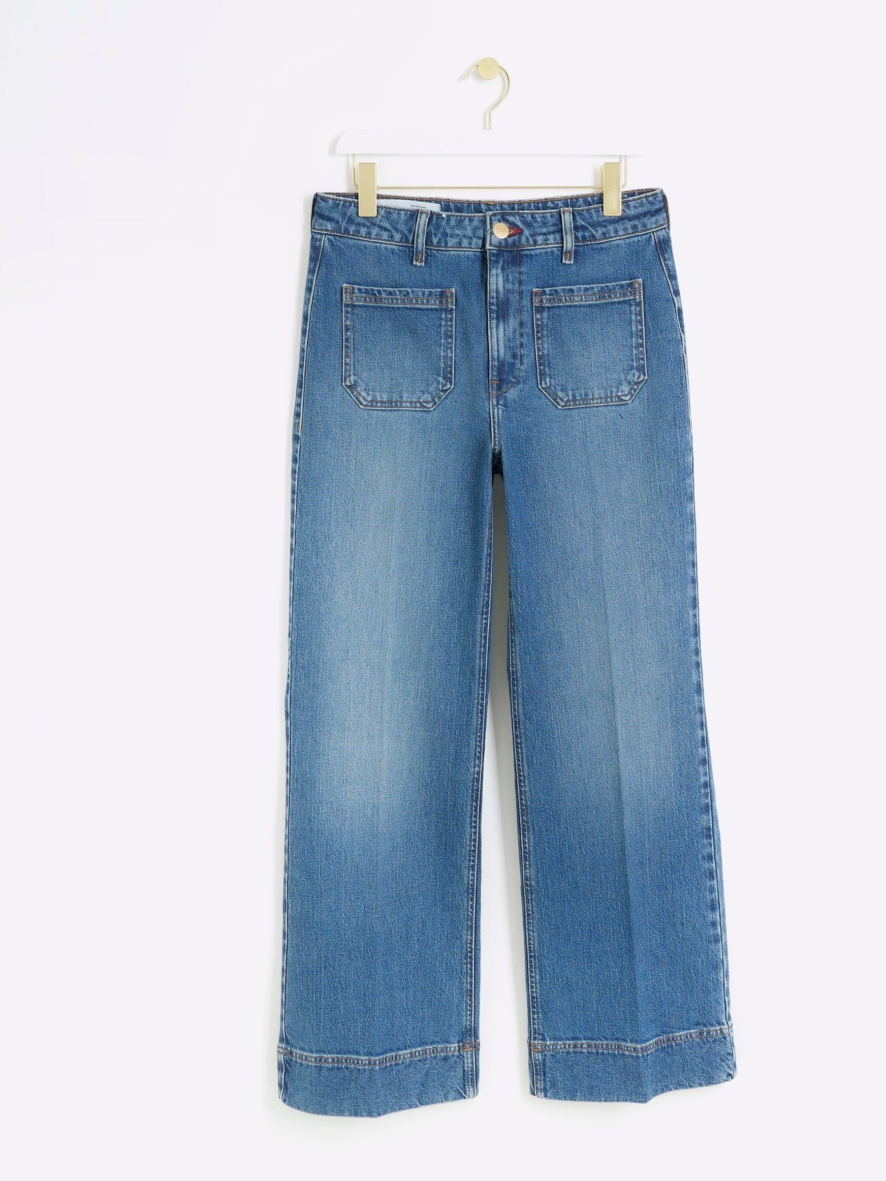Women Rinse Blue Jersey Denim Wide Leg Trousers – Comfortable & Stylish Pants for Pakistan | PRINDA