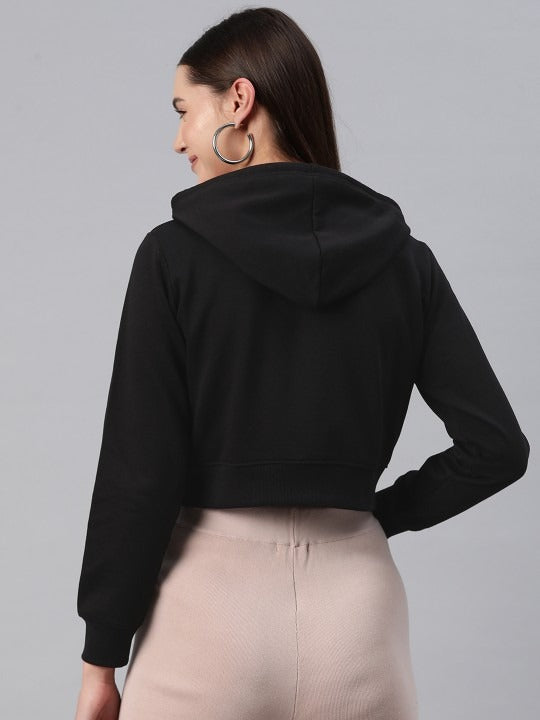 Women Hooded Cropped Fleece Zipper – Warm Cropped Fleece Zip-Up Hoodie for Pakistan | PRINDA