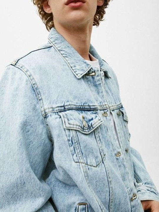 Men Solid Spread Collar Denim Jacket – Urban Cool Style for Everyday Wear in Pakistan | PARINDA