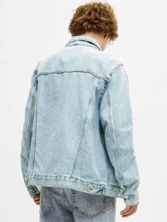 Men Solid Spread Collar Denim Jacket – Urban Cool Style for Everyday Wear in Pakistan | PARINDA