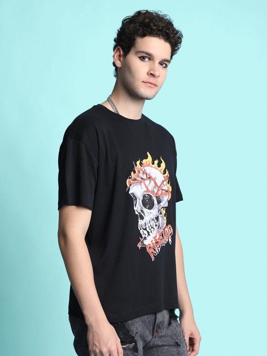 Unisex Printed Drop-Shoulder Sleeves Oversized T-shirt – Trendy Streetwear Cotton Tee in Pakistan | PRINDA