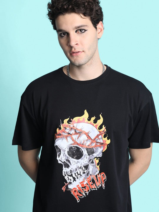 Unisex Printed Drop-Shoulder Sleeves Oversized T-shirt – Trendy Streetwear Cotton Tee in Pakistan | PRINDA