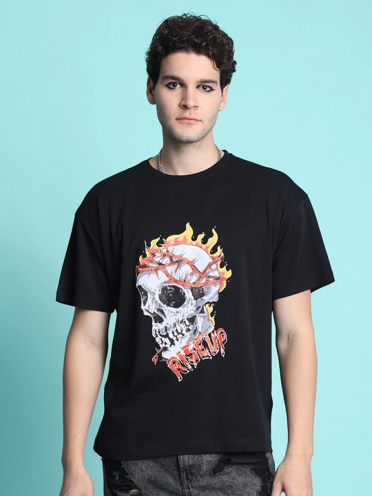 Unisex Printed Drop-Shoulder Sleeves Oversized T-shirt – Trendy Streetwear Cotton Tee in Pakistan | PRINDA