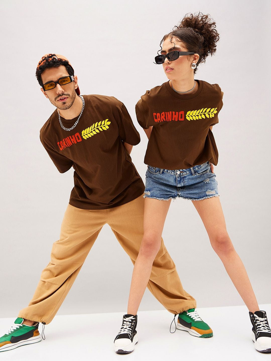 Unisex Brown Typography Printed Pure Cotton Oversized T-Shirt – Trendy Streetwear in Pakistan | PRINDA