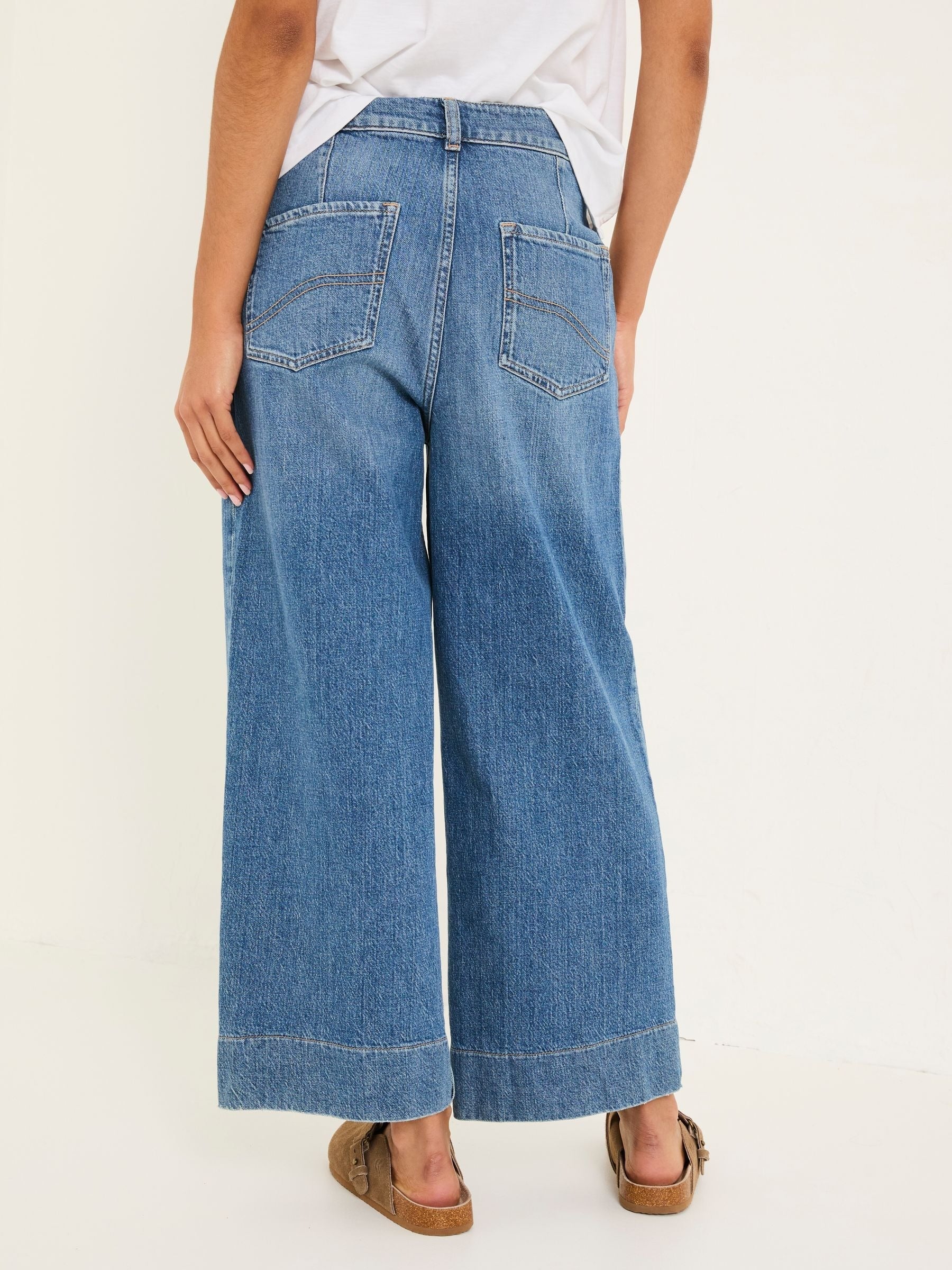 Women FatFPRINDA Hove Blue Denim Wide Leg Crop Jeans – Stylish Cropped Denim for Pakistani Women