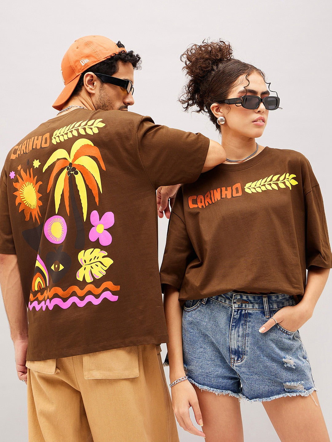 Unisex Brown Typography Printed Pure Cotton Oversized T-Shirt – Trendy Streetwear in Pakistan | PRINDA