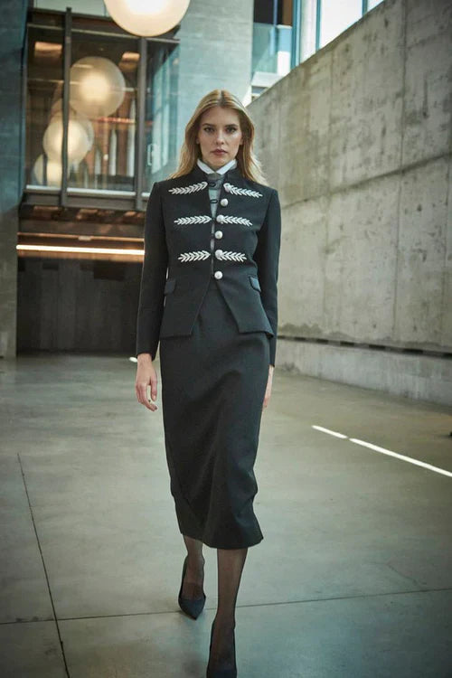 PRINDA Black Blazer with Silver Embroidery
