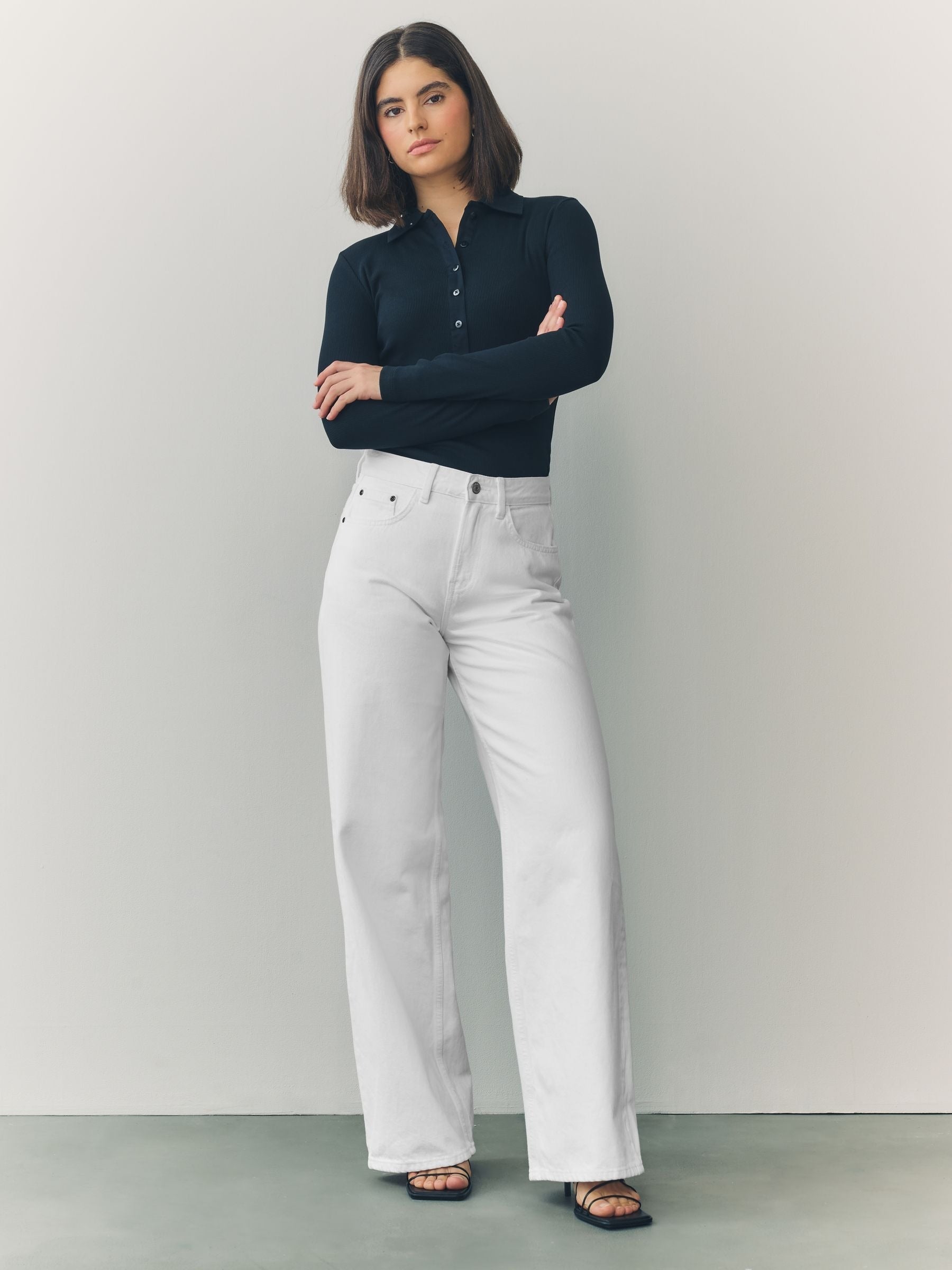 Women White Wide Leg Jeans – Elegant High Waisted Denim Pants for Stylish Outfits in Pakistan | PRINDA