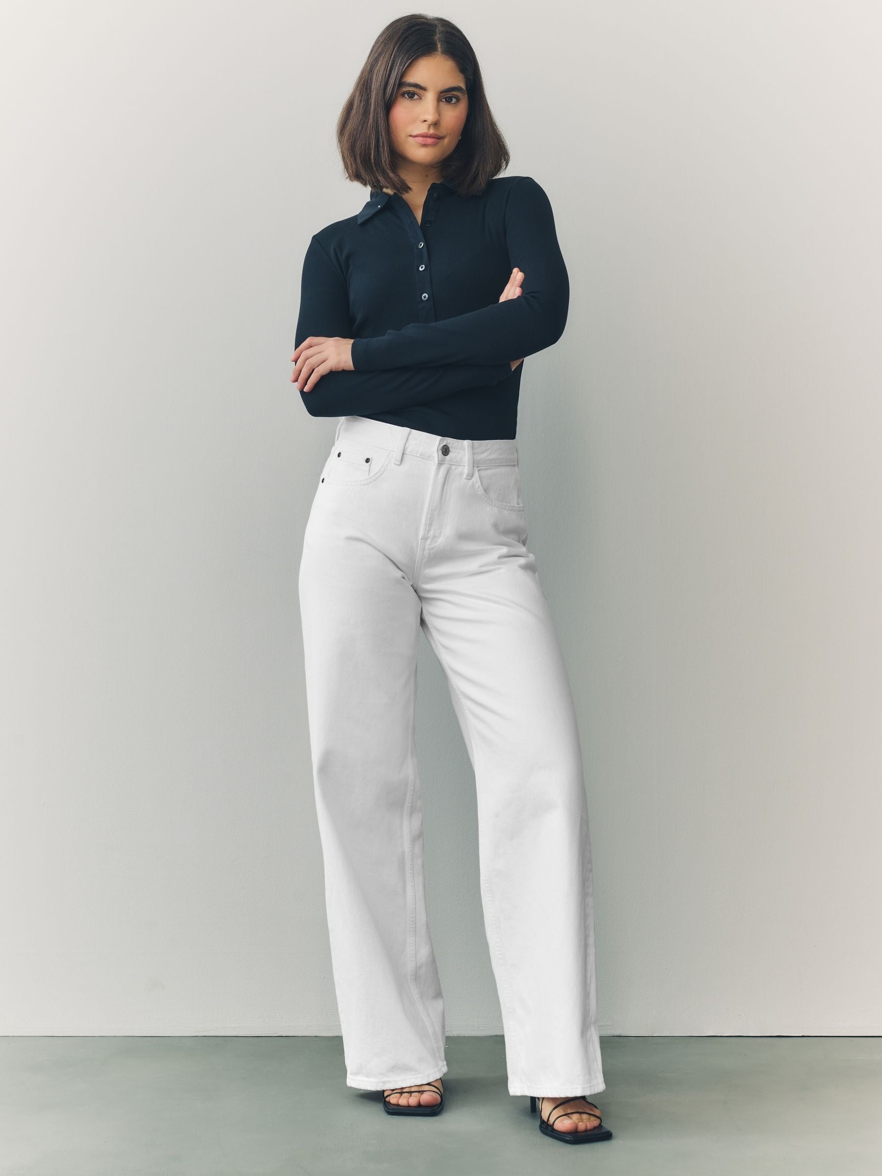 Women White Wide Leg Jeans – Elegant High Waisted Denim Pants for Stylish Outfits in Pakistan | PRINDA