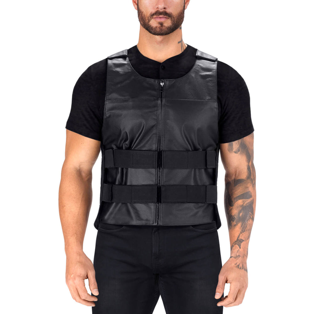 PRINDA Revolver Genuine Leather Motorcycle Vest for Men