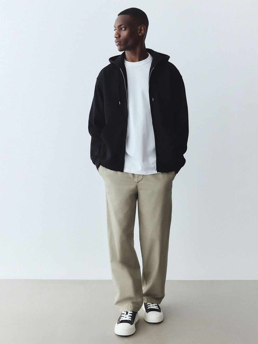 Men Loose Fit Zip-Through Hoodie – Casual Cotton Zipper Sweatshirt for Pakistan | PRINDA
