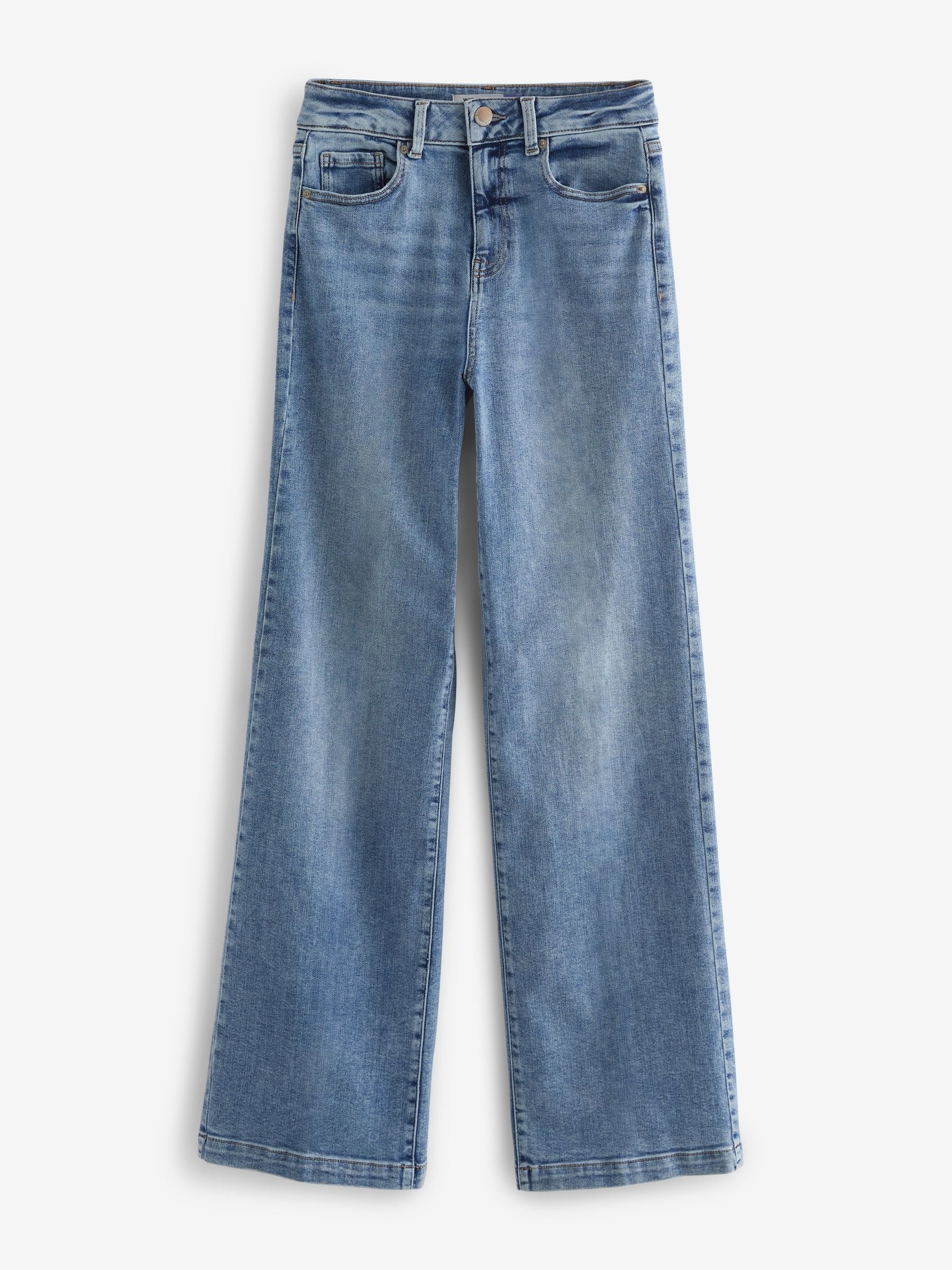 Women Mid Blue Wide Leg Jeans – Trendy High Waist Denim Pants for Women in Pakistan | PRINDA