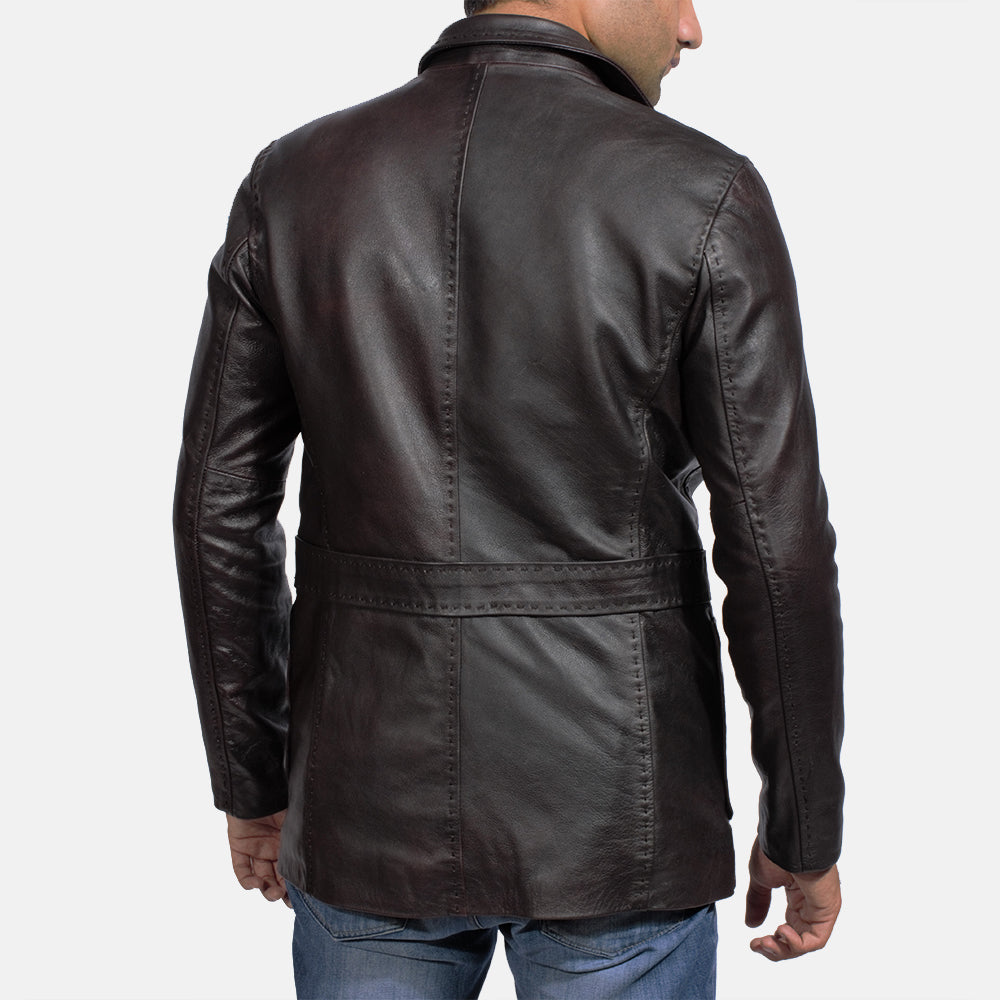 PRINDA Wine Black Leather Blazer