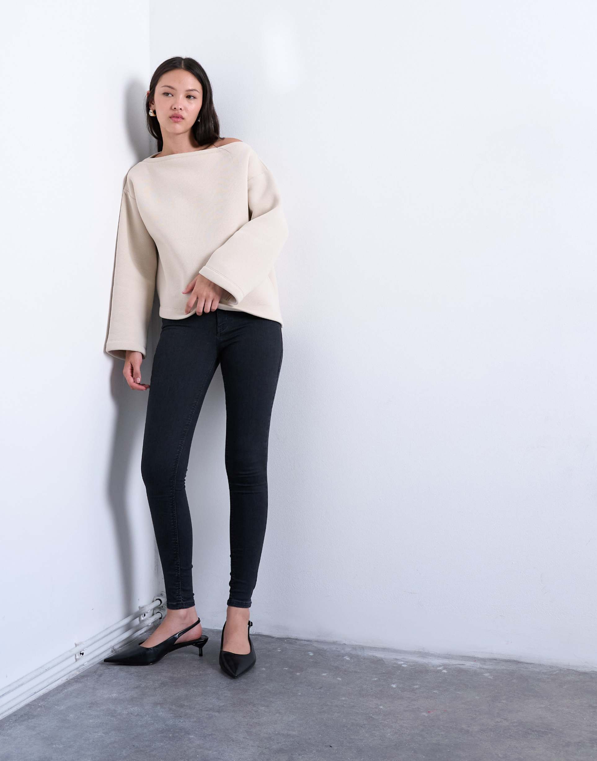 Women Skinny High Rise Jeans in Washed Black – Premium Stretch Fit | PRINDA