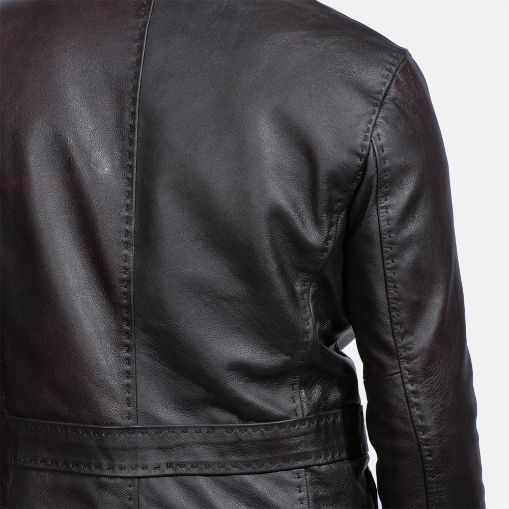 PRINDA Wine Black Leather Blazer