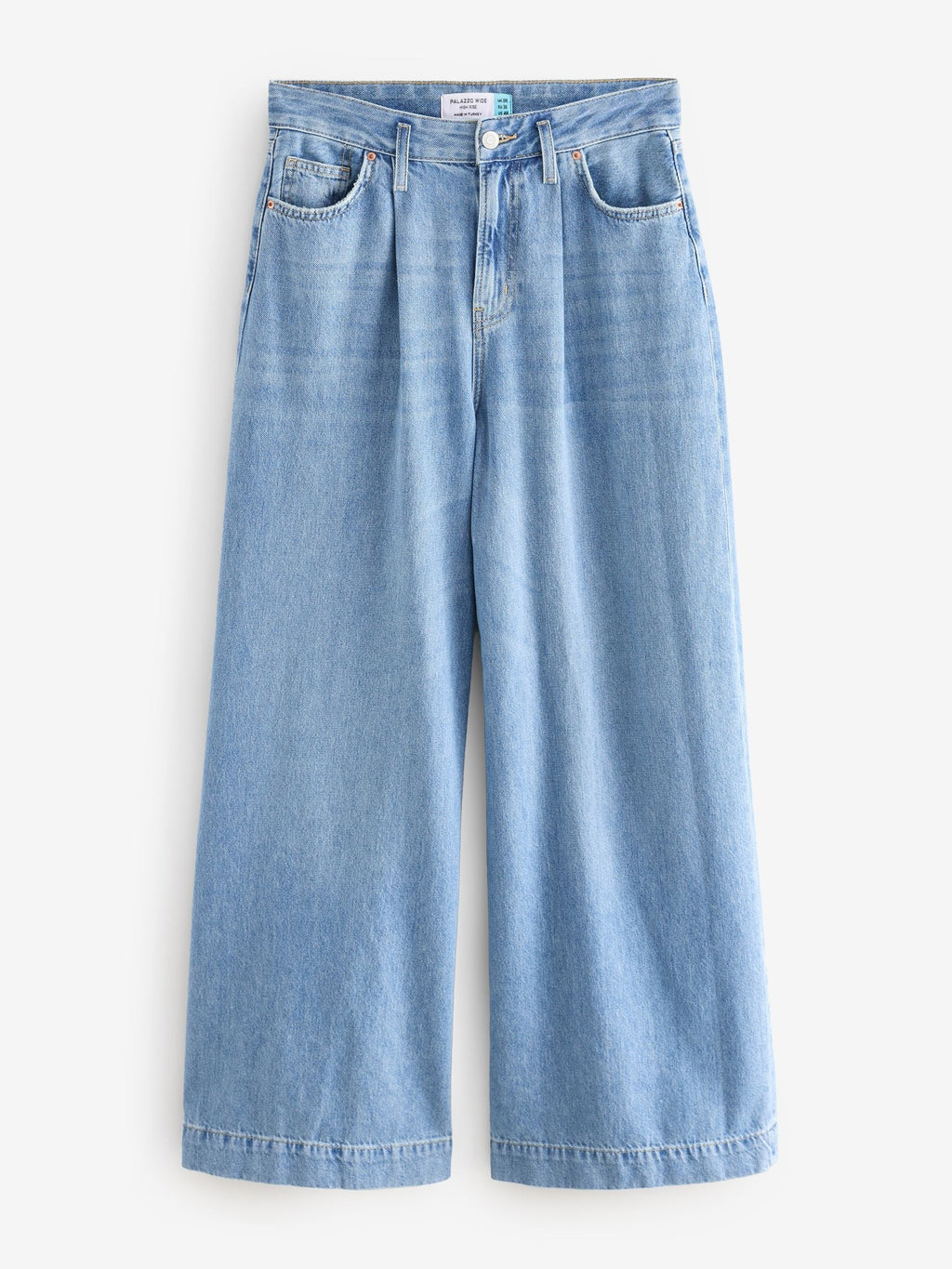 Women Mid Blue Palazzo Wide Leg 100% Cotton Jeans – Trendy Palazzo Denim for Pakistani Women | PRINDA