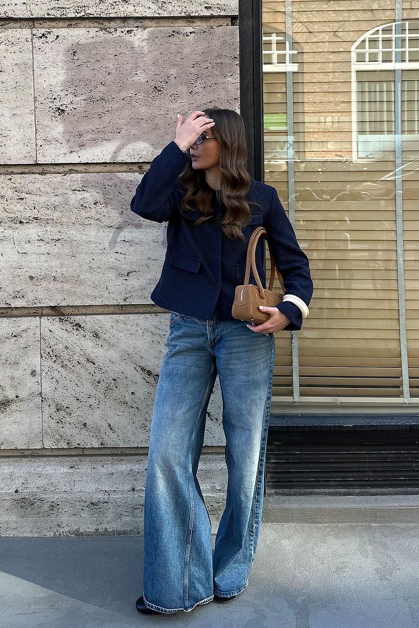 Women Low Waist Wide Leg Jeans with Seam Details – Trendy Low-Rise Baggy Denim, Structured Seams for Shape | PRINDA