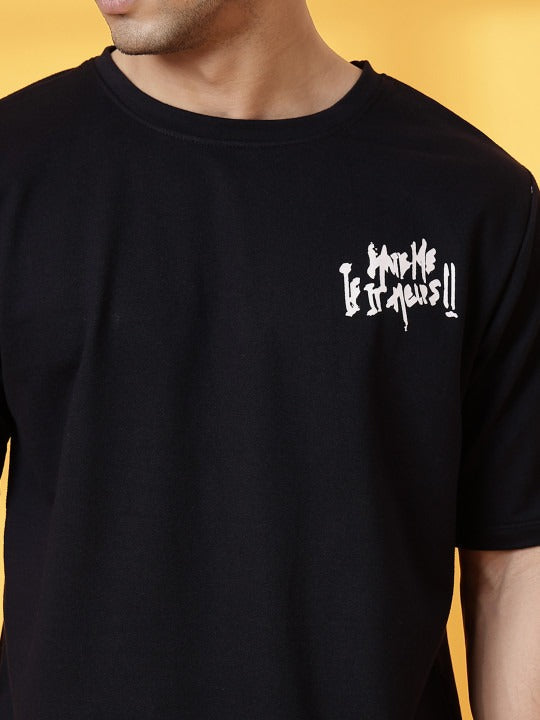 Unisex Typography Printed Round Neck Cotton Oversized T-Shirt – Trendy Streetwear in Pakistan | PRINDA