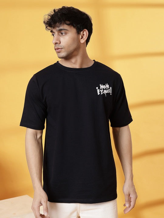 Unisex Typography Printed Round Neck Cotton Oversized T-Shirt – Trendy Streetwear in Pakistan | PRINDA