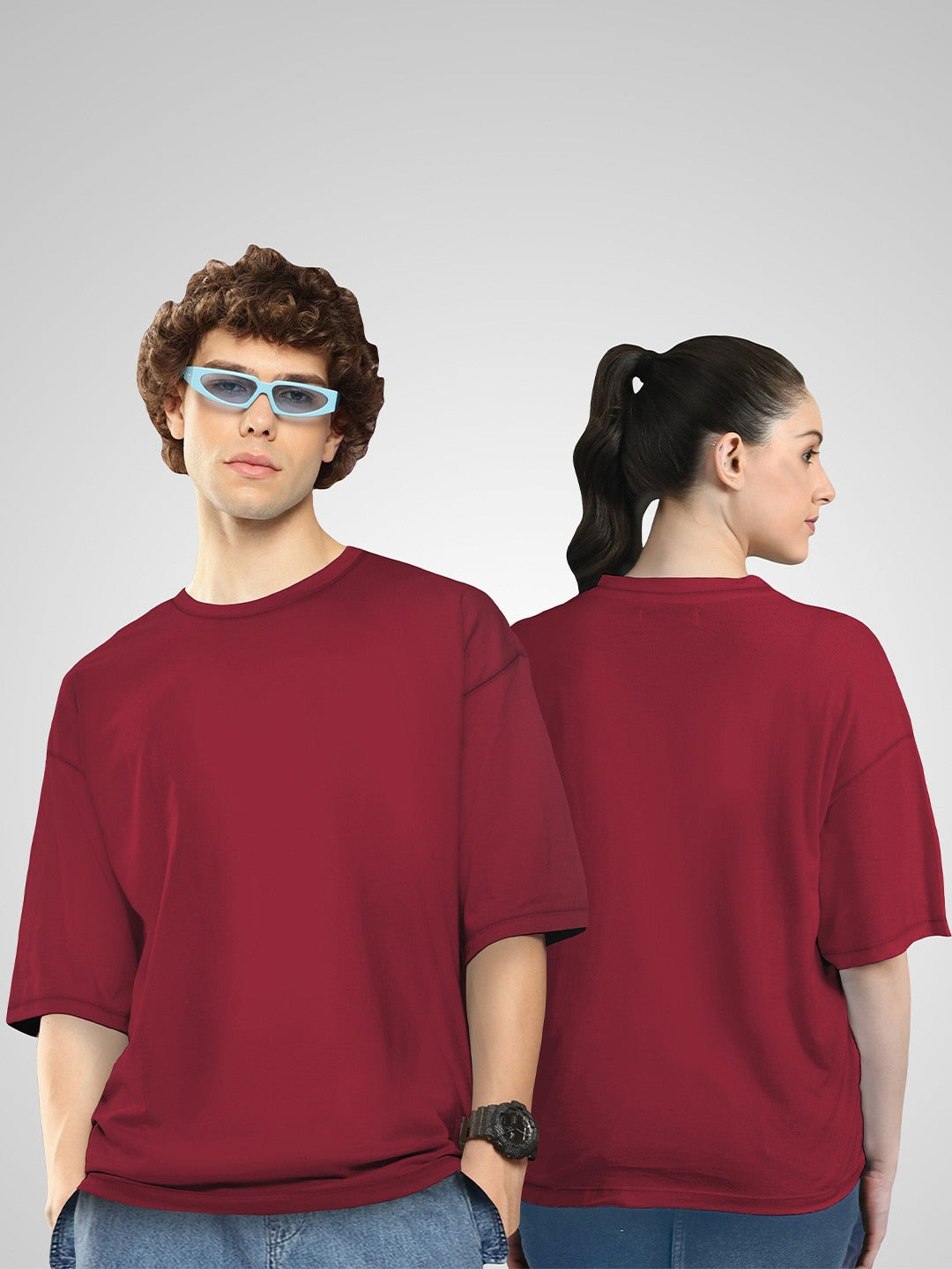 Unisex Twistform Twinny Zone Pack of 2 Solid Cotton Oversized T-Shirts – Trendy Streetwear in Pakistan | PRINDA
